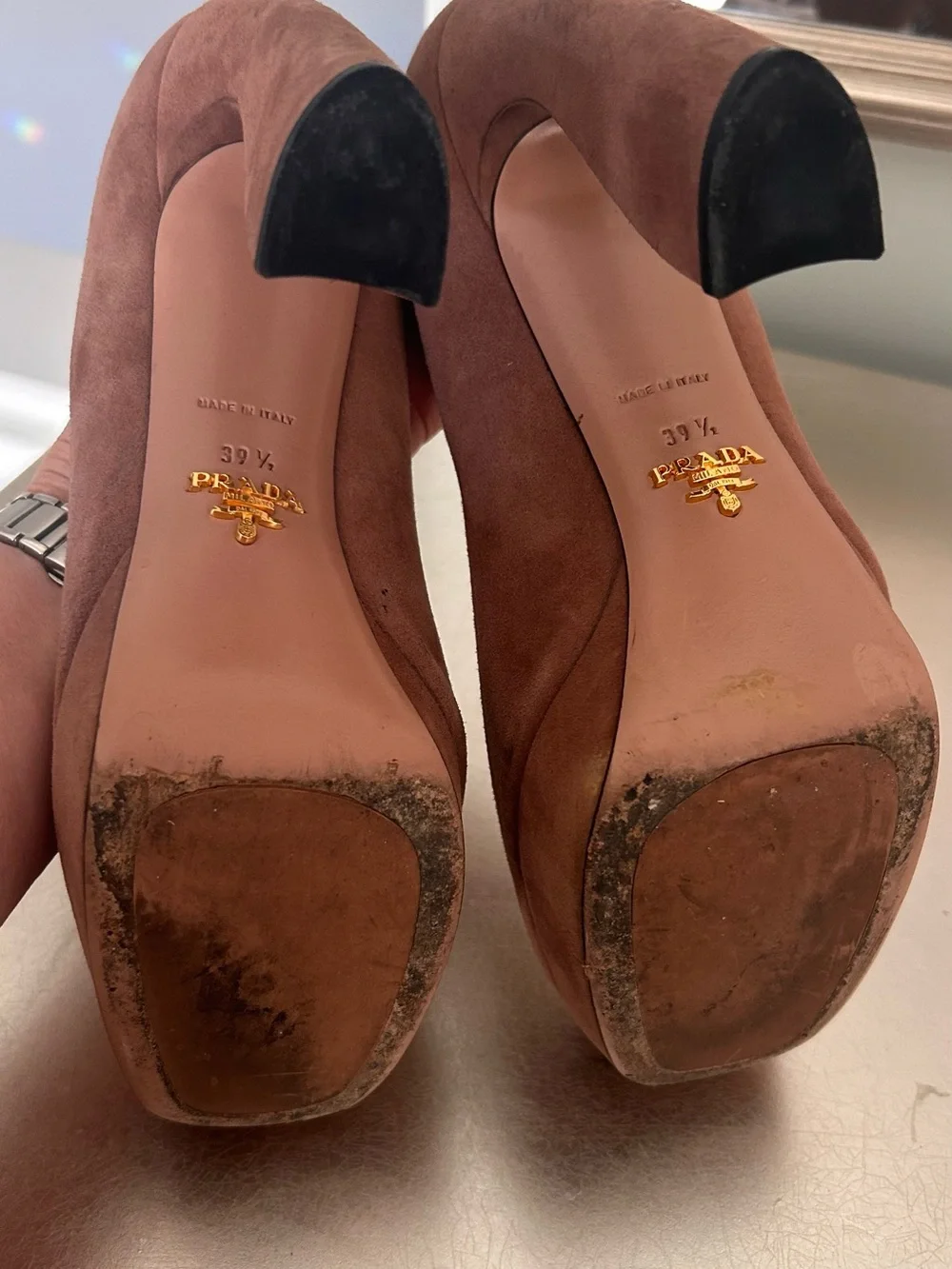 Prada suede platform